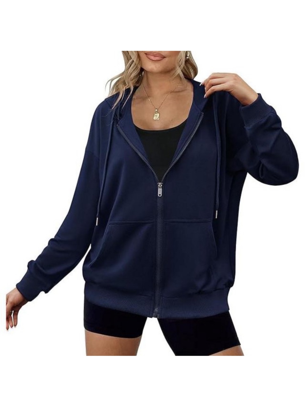 NWT Zeagoo navy blue Lightweight Zip-Up Hoodie E15